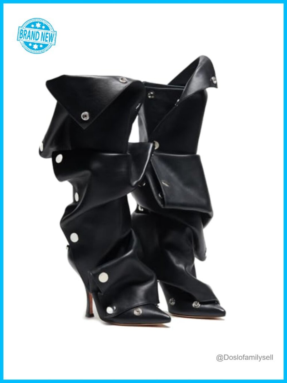 Women's Knee High Stiletto Heel Pointed Toe Boots Wide Calf Slouchy